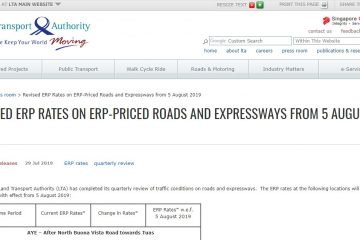 Revised ERP Rates Singapore Motorcycle